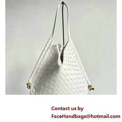 Bottega Veneta Large Solstice Intrecciato leather Shoulder Bag White