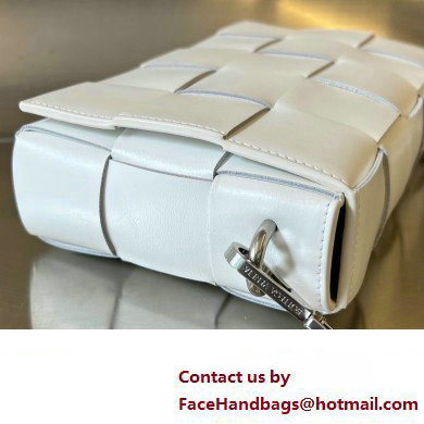 Bottega Veneta Medium Cassette Intreccio leather cross-body Bag White With Versatile Strap 741777