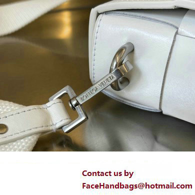 Bottega Veneta Medium Cassette Intreccio leather cross-body Bag White With Versatile Strap 741777