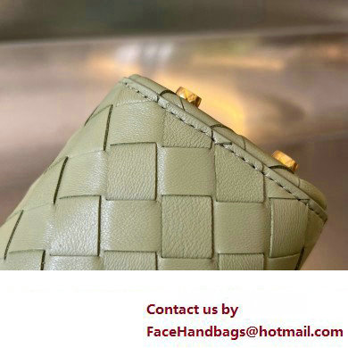 Bottega Veneta Mini Intrecciato leather vanity case Bag with cross-body strap 743551 Light Green