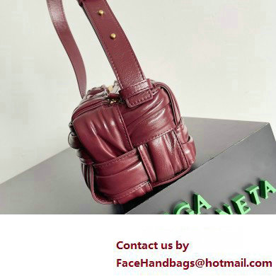 Bottega Veneta Small Brick Cassette in Foulard Intreccio Leather shoulder bag Burgundy