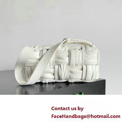 Bottega Veneta Small Brick Cassette in Foulard Intreccio Leather shoulder bag White