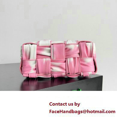 Bottega Veneta Small Brick Cassette in Foulard Intreccio Leather shoulder bag tie-dye Pink