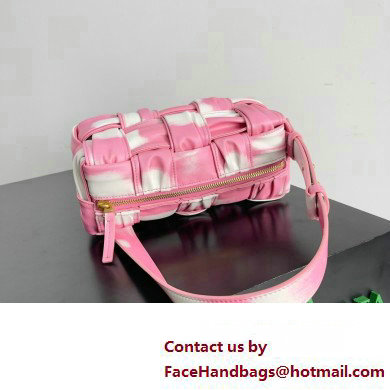 Bottega Veneta Small Brick Cassette in Foulard Intreccio Leather shoulder bag tie-dye Pink