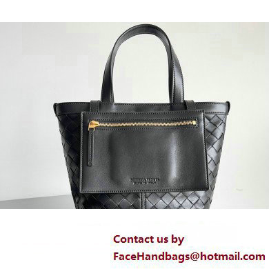 Bottega Veneta Small Flip Flap Intrecciato leather tote Bag Black