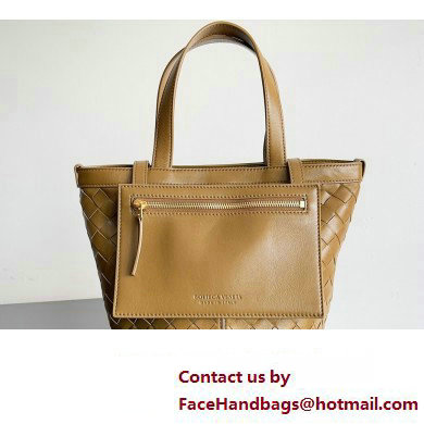 Bottega Veneta Small Flip Flap Intrecciato leather tote Bag Brown