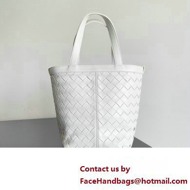 Bottega Veneta Small Flip Flap Intrecciato leather tote Bag White