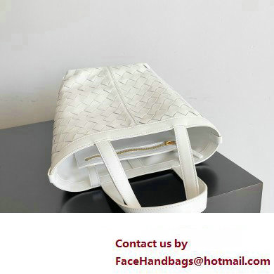 Bottega Veneta Small Flip Flap Intrecciato leather tote Bag White