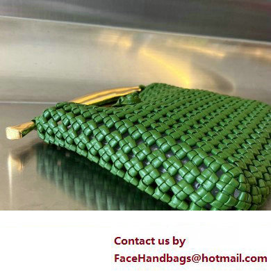 Bottega Veneta Small hand-knotted intreccio leather Sardine Top Handle bag with metallic top handle 731166 Green