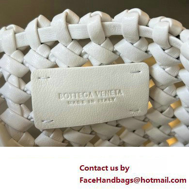 Bottega Veneta Small hand-knotted intreccio leather Sardine Top Handle bag with metallic top handle 731166 White