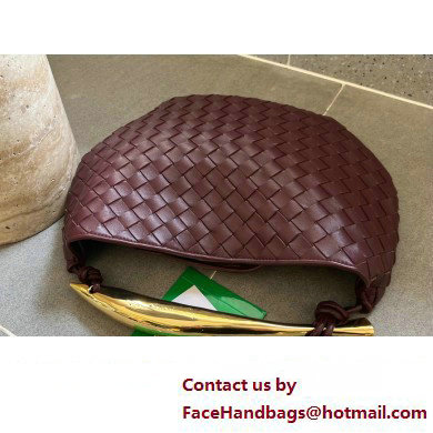 Bottega Veneta Small intrecciato leather Sardine bag with metallic top handle 716082 Burgundy