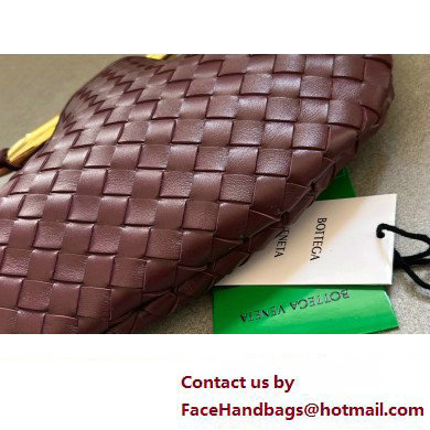 Bottega Veneta Small intrecciato leather Sardine bag with metallic top handle 716082 Burgundy