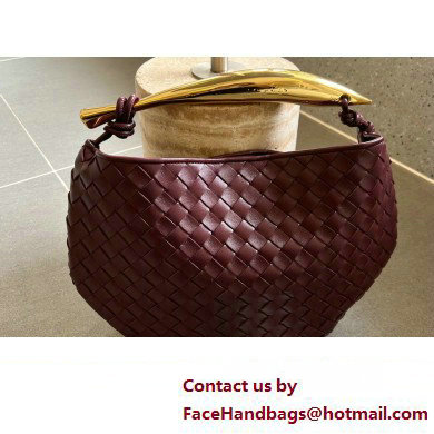 Bottega Veneta Small intrecciato leather Sardine bag with metallic top handle 716082 Burgundy