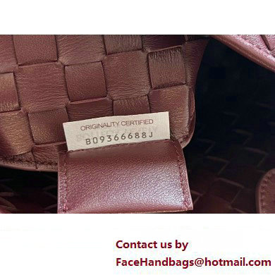 Bottega Veneta Small intrecciato leather Sardine bag with metallic top handle 716082 Burgundy