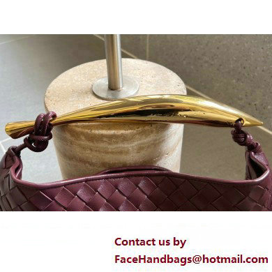 Bottega Veneta Small intrecciato leather Sardine bag with metallic top handle 716082 Burgundy