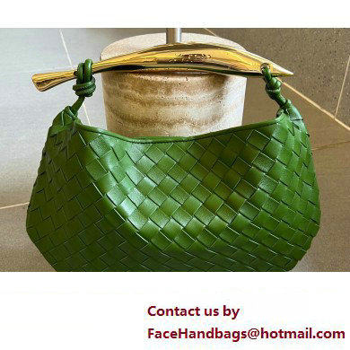 Bottega Veneta Small intrecciato leather Sardine bag with metallic top handle 716082 Green