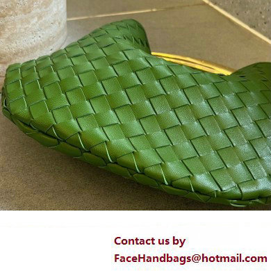 Bottega Veneta Small intrecciato leather Sardine bag with metallic top handle 716082 Green