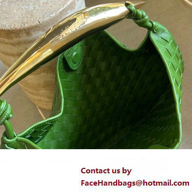 Bottega Veneta Small intrecciato leather Sardine bag with metallic top handle 716082 Green