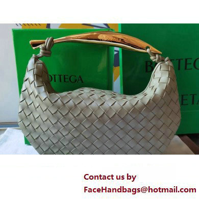 Bottega Veneta Small intrecciato leather Sardine bag with metallic top handle 716082 Light Green