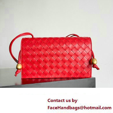 Bottega Veneta Trio Pouch On Strap Mini intrecciato leather shoulder Bag Red