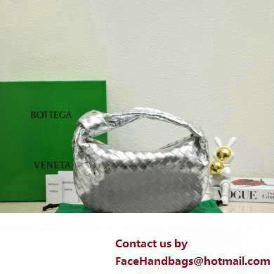 Bottega Veneta intrecciato leather teen jodie shoulder bag silver