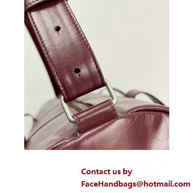 Bottega Veneta leather Gym Duffle Bag with detachable strap Burgundy