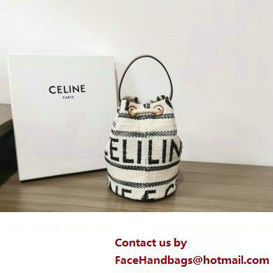 CELINE DRAWSTRING BAG in STRIPED TEXTILE AND CALFSKIN 2023