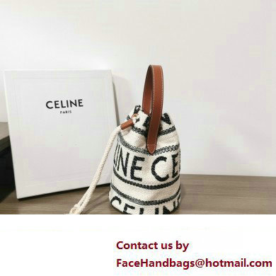 CELINE DRAWSTRING BAG in STRIPED TEXTILE AND CALFSKIN 2023