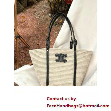 CELINE raffia TRIOMPHE shopping tote bag white 2023