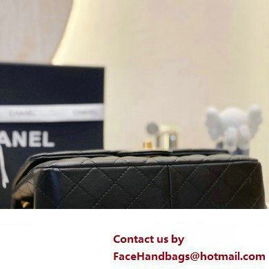 CHANEL SHEEPSKIN MEDIUM CLASSIC FLAP BAG WITH A CAMELLIA AS4046 BLACK 2023