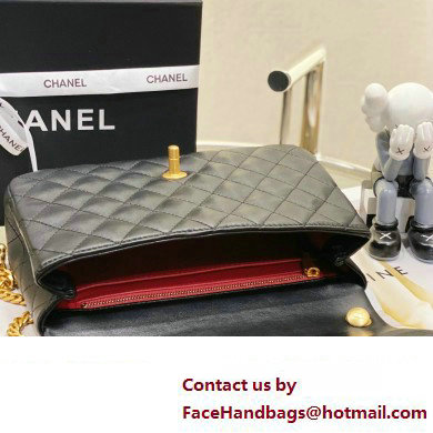 CHANEL SHEEPSKIN MEDIUM CLASSIC FLAP BAG WITH A CAMELLIA AS4046 BLACK 2023