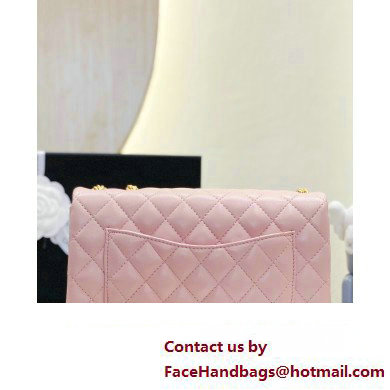 CHANEL SHEEPSKIN MEDIUM CLASSIC FLAP BAG WITH A CAMELLIA AS4046 PINK 2023