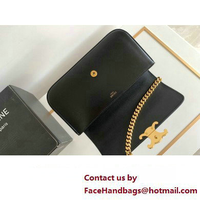 Celine CHAIN SHOULDER BAG triomphe with strass closure in shiny calfskin 197993 Black