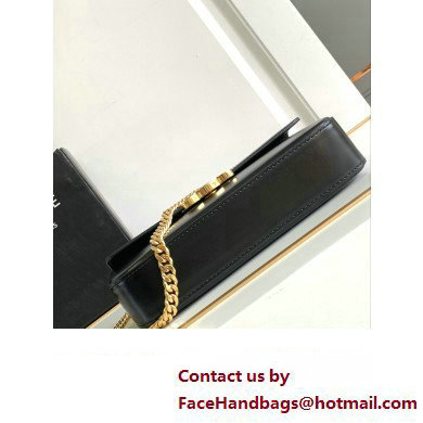 Celine CHAIN SHOULDER BAG triomphe with strass closure in shiny calfskin 197993 Black