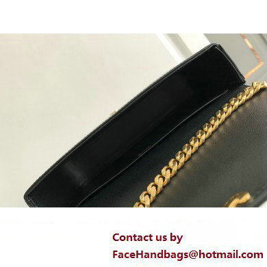 Celine CHAIN SHOULDER BAG triomphe with strass closure in shiny calfskin 197993 Black