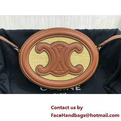 Celine CROSSBODY OVAL PURSE cuir triomphe in RAFFIA EFFECT TEXTILE AND CALFSKIN Natural / Tan 101703