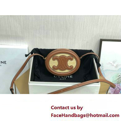 Celine CROSSBODY OVAL PURSE cuir triomphe in RAFFIA EFFECT TEXTILE AND CALFSKIN Natural / Tan 101703