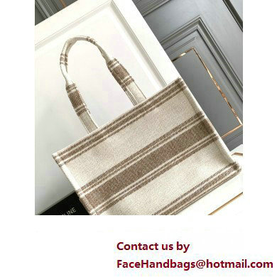 Celine Large Cabas Thais Bag In Striped Textile With Celine Jacquard 196762 Beige/Brown 2023