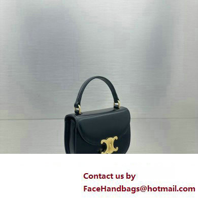 Celine Mini besace triomphe Bag in SHINY CALFSKIN Black