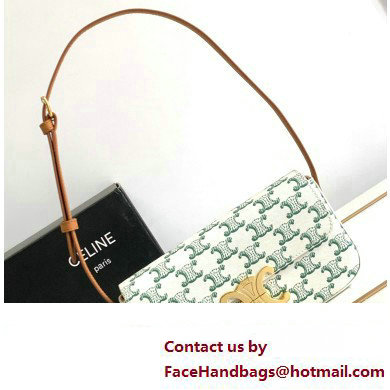 Celine SHOULDER BAG triomphe in TRIOMPHE Canvas and Calfskin 194143 Green