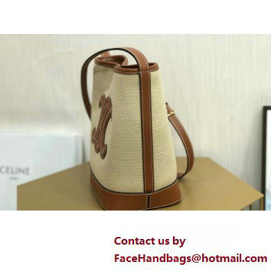 Celine SMALL BUCKET CUIR TRIOMPHE Bag in TEXTILE AND CALFSKIN Natural / Tan 198243