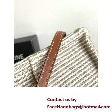 Celine Small Cabas Thais Bag In Striped Textile 199162 Beige 2023