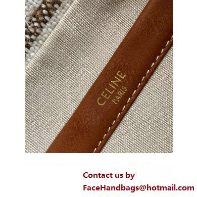 Celine Small Cabas Thais Bag In Striped Textile With Celine Jacquard 199162 Beige/Brown 2023