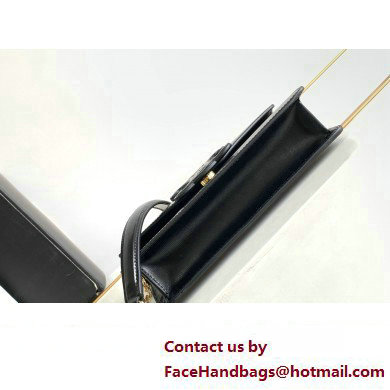 Celine WALLET ON CHAIN triomphe Bag in Shiny calfskin 10J733 Black