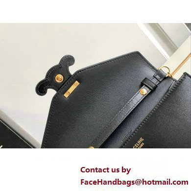 Celine WALLET ON CHAIN triomphe Bag in Shiny calfskin 10J733 Black