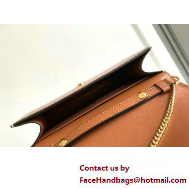 Celine WALLET ON CHAIN triomphe Bag in Shiny calfskin 10J733 Tan