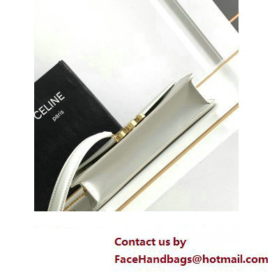 Celine WALLET ON CHAIN triomphe Bag in Shiny calfskin 10J733 White/Gold