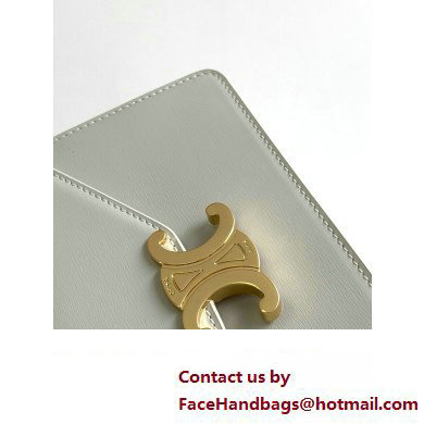 Celine WALLET ON CHAIN triomphe Bag in Shiny calfskin 10J733 White/Gold