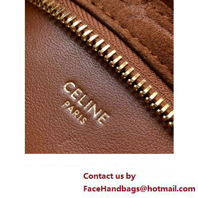 Celine WILTERN CLUTCH BAG TRIOMPHE SOFT in Crocodile Embossed Suede Calfskin 113673 Brown