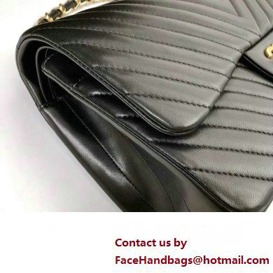 Chanel BLACK Chevron Medium Flap Bag in sheepskin With gold Hardware